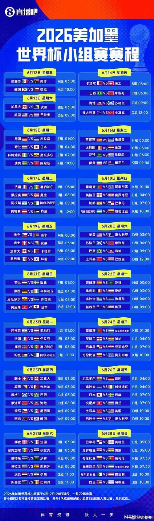 2026世界杯赛程最新高清直播免费观看